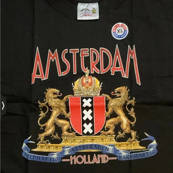 NWT Vintage Amsterdam Holland Germany Souvenir Black T-Shirt sz XL - Picture 2 of 3